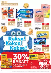 Gazetka promocyjna Kaufland - Gazetka - ważna od 16.03 do 16.03.2022 - strona 30 - produkty: angebot, butter, butterkeks, cola, cookie, cookies, creme, Doppelkekse, kakao, keks, kekse, leibniz, Manner, mikado, oreo, schnitten, schoko, schokolade, Ti, vanille, waffeln, ZTE, zucker