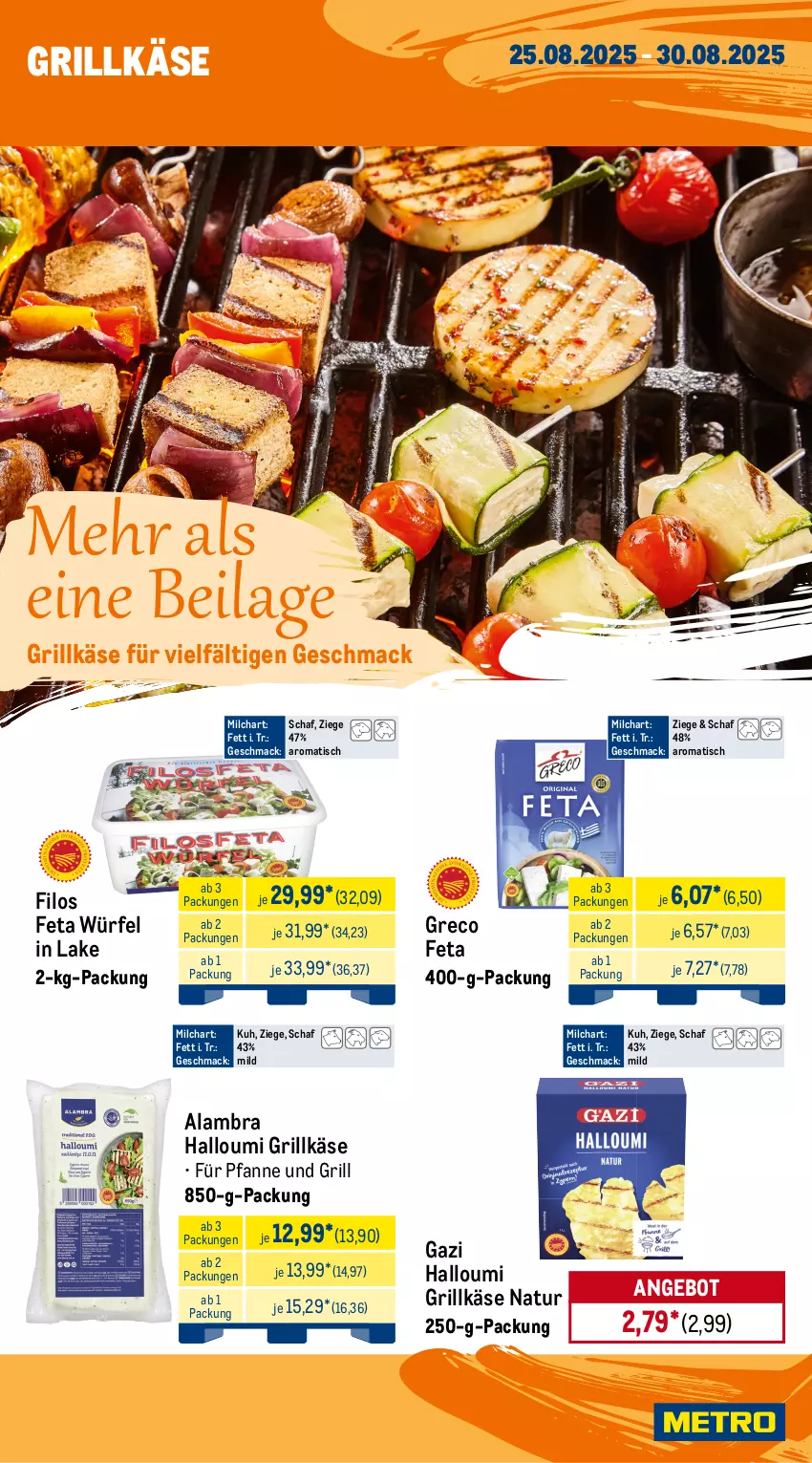Aktueller Prospekt Metro - Wochen-Angebote Gastro - von 25.08 bis 30.08.2025 - strona 11 - produkty: angebot, bacon, cheddar, eis, feta, galbani, gorgonzola, grill, Grillkäse, Halloumi, ilag, Käse, mac, Metro, milch, natur, pfanne, reis, salsiccia, schnitten, Ti, tisch, würfel