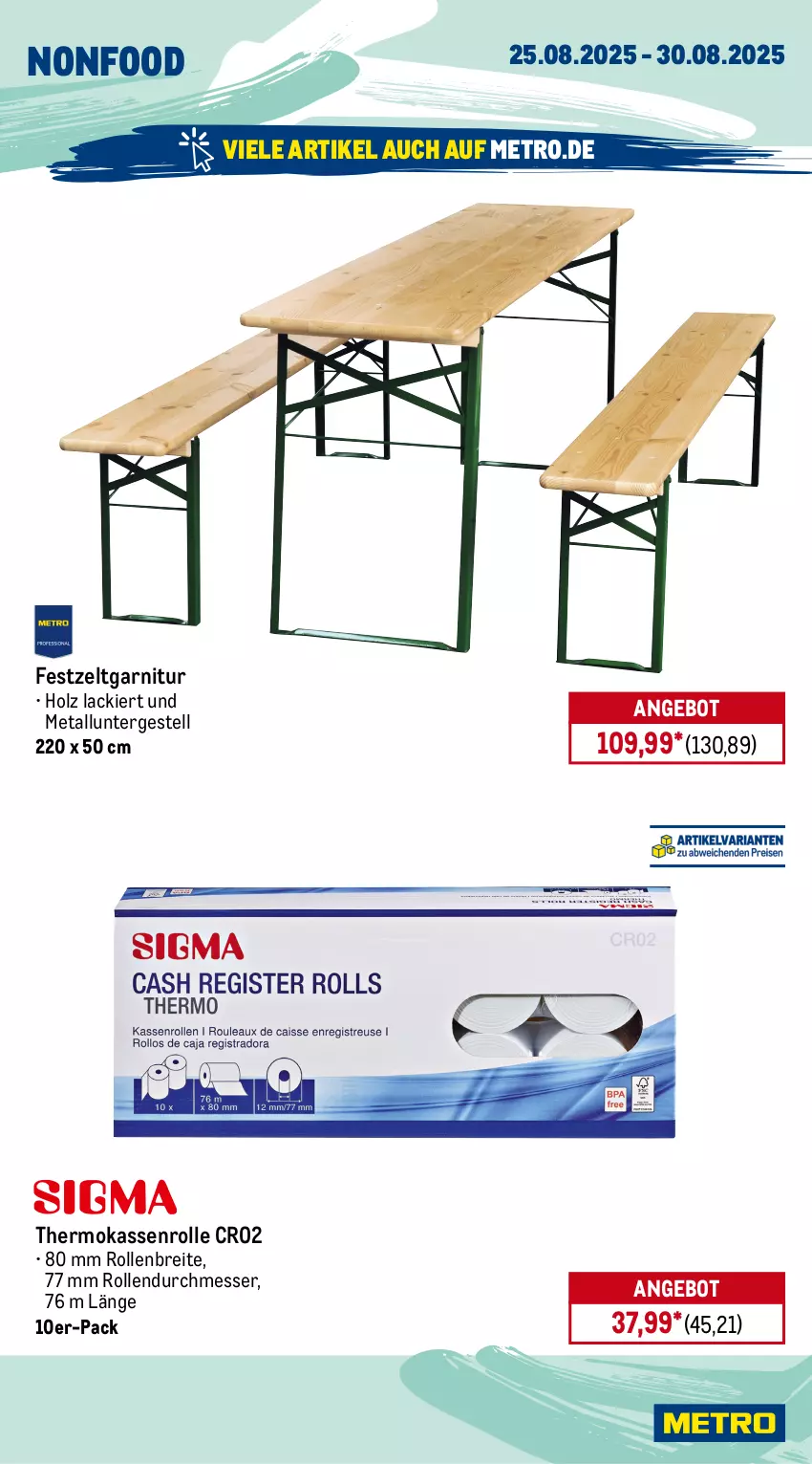 Aktueller Prospekt Metro - Wochen-Angebote Gastro - von 25.08 bis 30.08.2025 - strona 21 - produkty: angebot, Brei, garnitur, Holz, lack, messer, Metro, Ti, Zelt