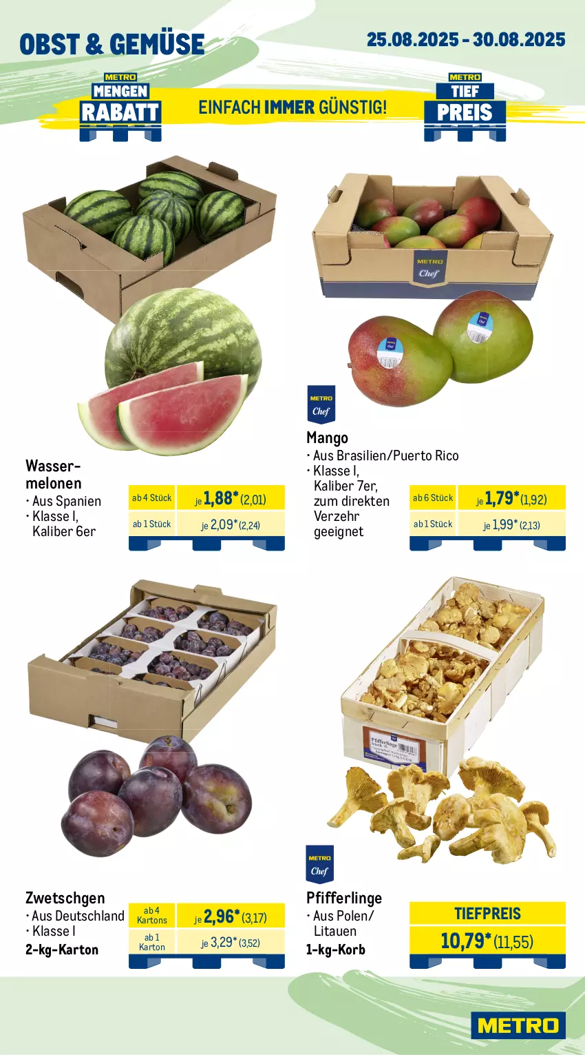 Aktueller Prospekt Metro - Wochen-Angebote Gastro - von 25.08 bis 30.08.2025 - strona 8 - produkty: beutel, brie, eis, filet, filets, fisch, früchte, garnelen, korb, lachs, mango, meeresfrüchte, melone, melonen, Metro, Muscheln, obst, Pangasius, Pfifferlinge, Räucherlachs, reis, Schal, Schale, Ti, tiefpreis, wasser, wassermelone, wassermelonen