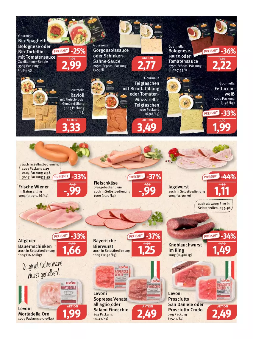 Aktueller Prospekt Feneberg - Prospekte - von 09.06 bis 11.06.2022 - strona 3 - produkty: auer, Bau, Bauer, Bauernschinken, bier, bio, bolognese, cin, dell, eis, fleisch, fleischkäse, geback, gin, gorgonzola, jagdwurst, Käse, knoblauch, LG, mortadella, mozzarella, natur, Ofen, prosciutto, prosciutto crudo, ravioli, reis, rel, ricotta, ring, sahne, salami, sauce, Schal, Schale, schinken, spaghetti, spaghetti bolognese, Tasche, taschen, Ti, tomate, tomaten, tomatensauce, torte, tortellini, tuc, wiener, wurst