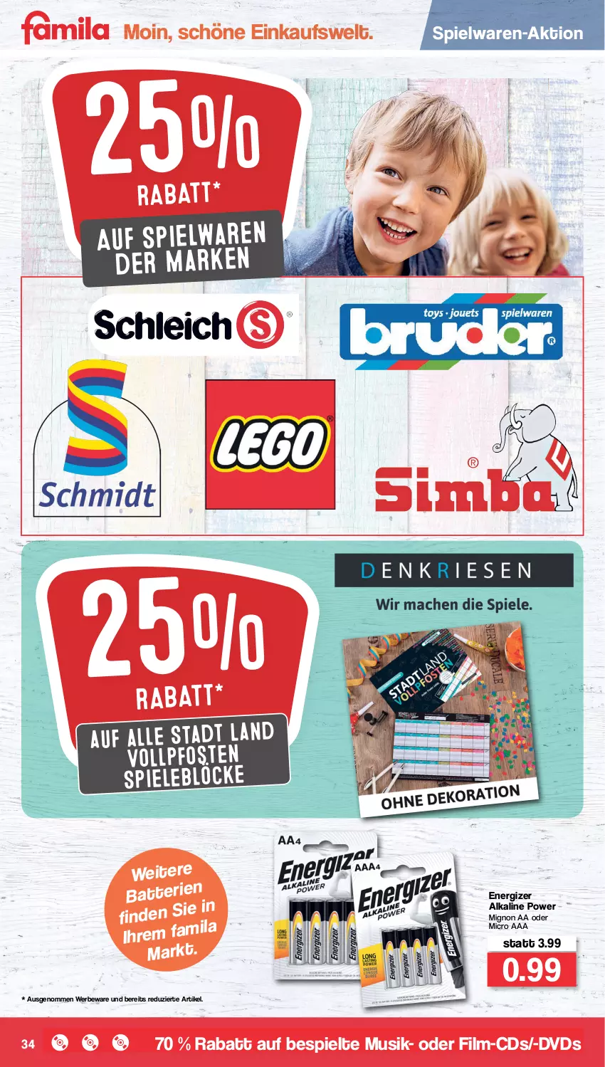 Aktueller Prospekt Famila - Prospekte - von 14.02 bis 19.02.2022 - strona 34 - produkty: batterie, batterien, dvd, energizer, Spiele, spielwaren, Ti