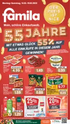 Gazetka promocyjna Famila - Prospekte - Gazetka - ważna od 19.02 do 19.02.2022 - strona 1 - produkty: angebot, angebote, aust, Becher, beutel, chips, chipsfrisch, cocktail, culinaria, die ofenfrische, Dr. Oetker, eis, elle, erdnuss, fernseher, flippies, funny-frisch, gin, gyros, küche, Küchen, lebensmittel, LG, nuss, Ofen, pfanne, pils, pilsener, pizza, rama, Rauch, reis, Ria, säfte, Schal, Schale, schwein, spielwaren, strauchtomaten, teller, Ti, tomate, tomaten, wein