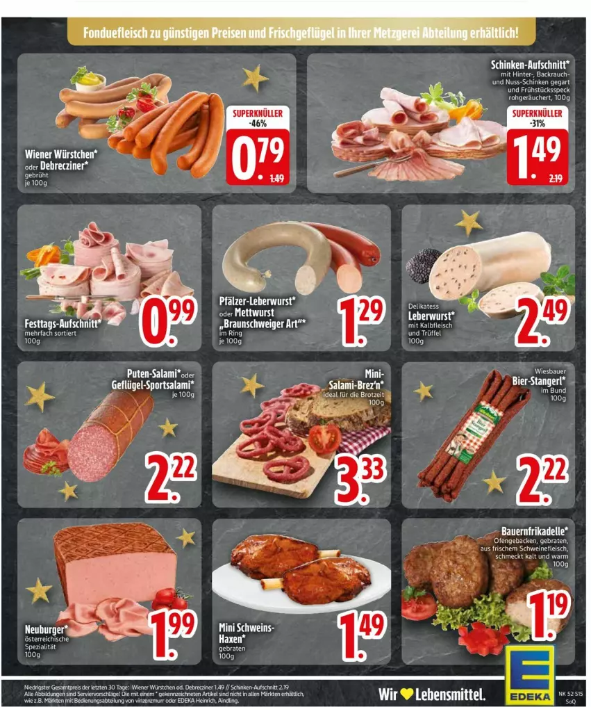 Aktueller Prospekt Edeka - Prospekte - von 23.12 bis 28.12.2024 - strona 17 - produkty: aufschnitt, bier, braten, debrecziner, eis, ente, fleisch, leberwurst, mac, Rauch, salami, schwein, schweine, schweinefleisch, Sport, tee, Ti, Trüffel, wein, weine, wurst