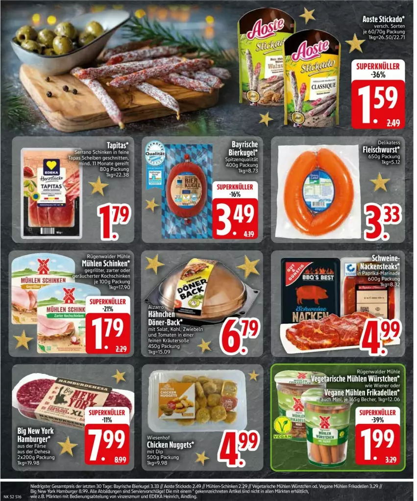 Aktueller Prospekt Edeka - Prospekte - von 23.12 bis 28.12.2024 - strona 18 - produkty: aoste stickado, Becher, chicken nuggets, deka, elle, ente, marinade, nuggets, rügenwalder, rügenwalder mühle, salat, schwein, schweine, spitzenqualität, stickado, tee, Ti, tomate, tomaten, wein, weine, ZTE, zwiebel, zwiebeln