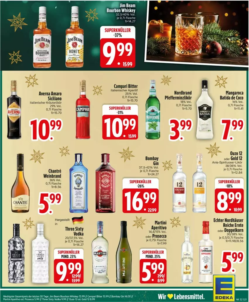 Aktueller Prospekt Edeka - Prospekte - von 23.12 bis 28.12.2024 - strona 23 - produkty: amaro, averna, batida, campari, deka, doppelkorn, ecco, flasche, korn, kräuter, kräuterlikör, likör, mangaroca, martini, nordbrand, ouzo, ouzo 12, pfeffer, pfefferminzlikör, prosecco, Three Sixty, Ti, vodka, wein, weinbrand