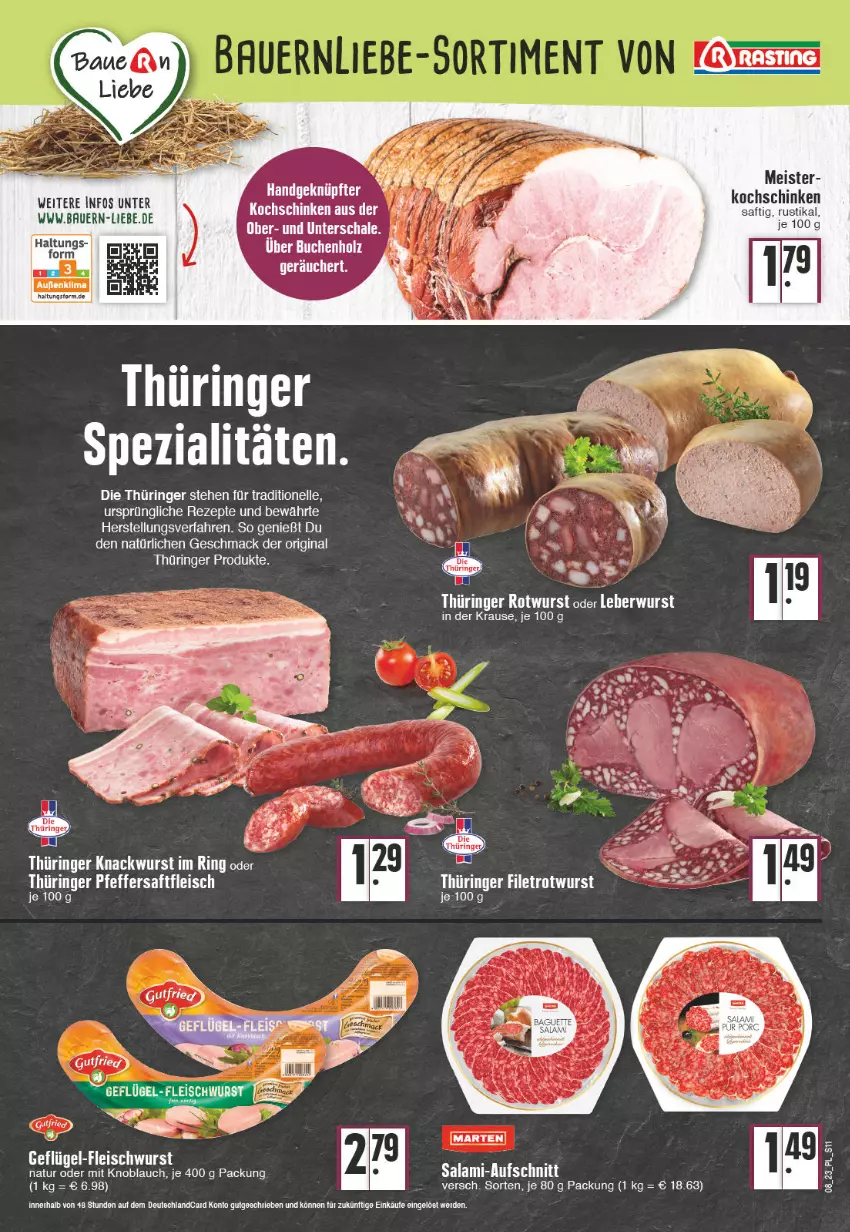 Aktueller Prospekt E Center - Angebote der Woche - von 20.02 bis 25.02.2023 - strona 11 - produkty: auer, aufschnitt, Bau, Bauer, eier, eis, elle, erde, filet, gin, knoblauch, kochschinken, Lusti, mac, Meister, mit knoblauch, natur, original thüringer, rezept, rezepte, ring, Rotwurst, saft, salami, schinken, Spezi, tee, Ti, wurst