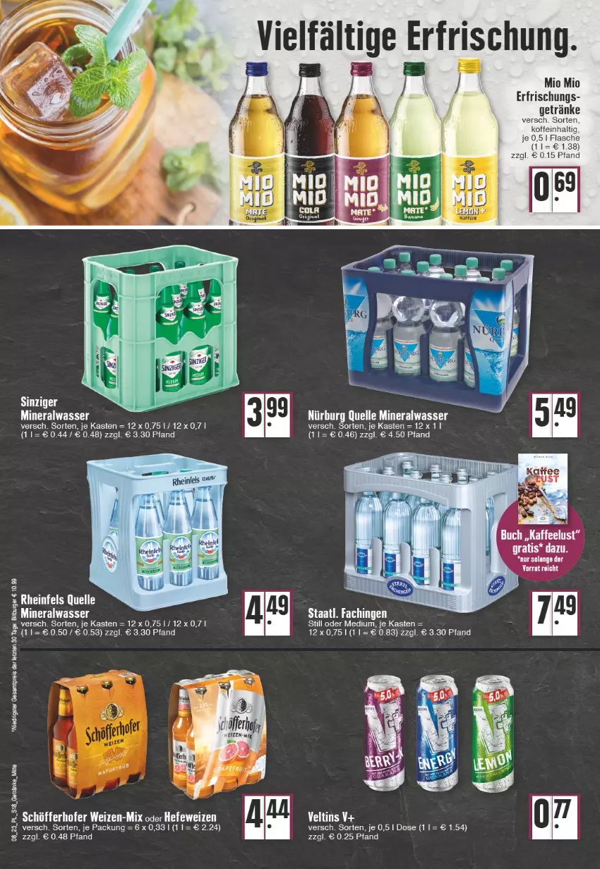 Aktueller Prospekt E Center - Angebote der Woche - von 20.02 bis 25.02.2023 - strona 18 - produkty: Alwa, buch, eier, elle, flasche, getränk, getränke, Hefe, hefeweizen, kaffee, mineralwasser, Mio Mio, schöfferhofer, Staatl. Fachingen, Ti, veltins, wasser