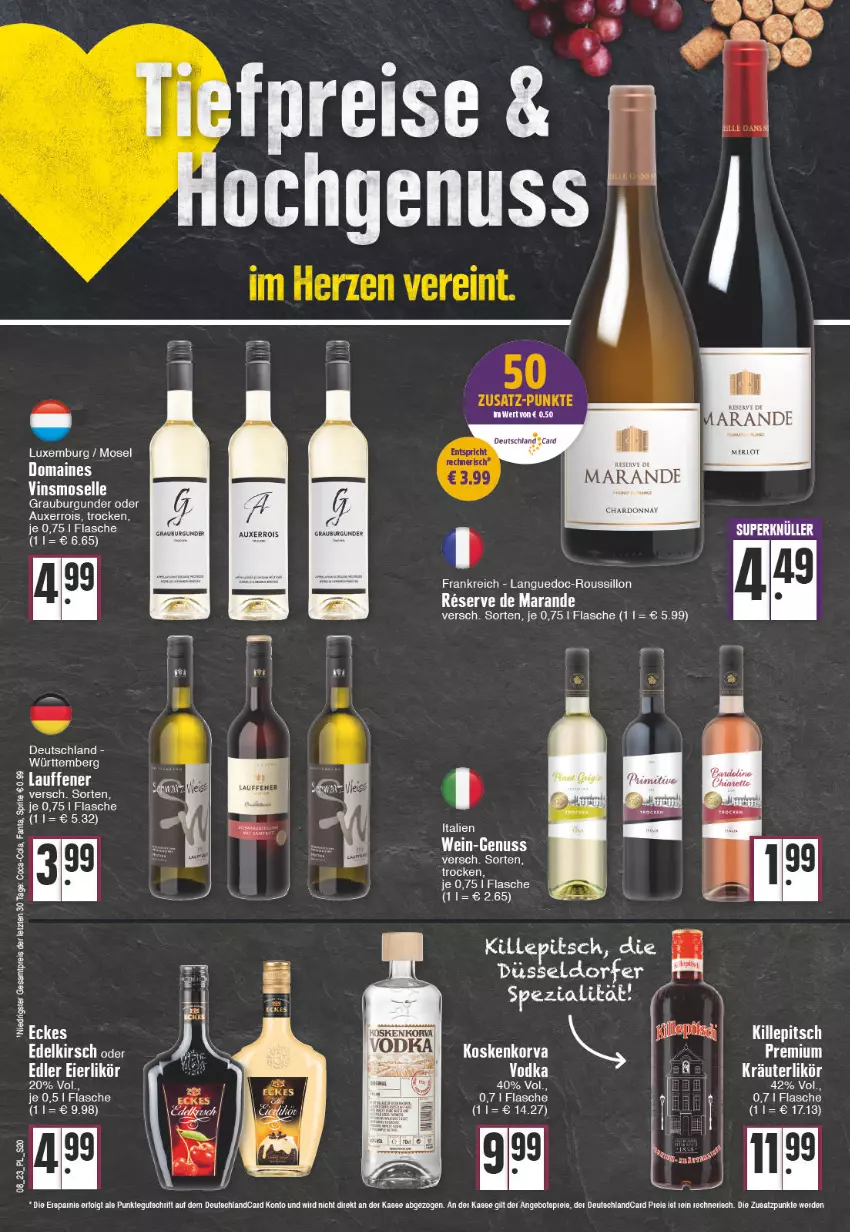 Aktueller Prospekt E Center - Angebote der Woche - von 20.02 bis 25.02.2023 - strona 20 - produkty: burgunder, chardonnay, coca-cola, cola, eier, eis, elle, ente, fanta, flasche, grauburgunder, kirsch, merl, merlot, nuss, reis, vodka, wein, ZTE