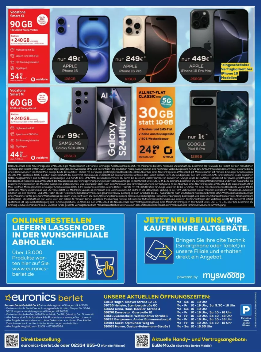 Aktueller Prospekt Euronics - Prospekte - von 21.09 bis 27.09.2024 - strona 6 - produkty: angebot, angebote, Apple, beko, eier, eis, elle, ente, erde, fenster, Handy, iphone, ndk, reis, rel, ring, Samsung, smartphone, tablet, tee, telefon, Ti, uhr, vodafone