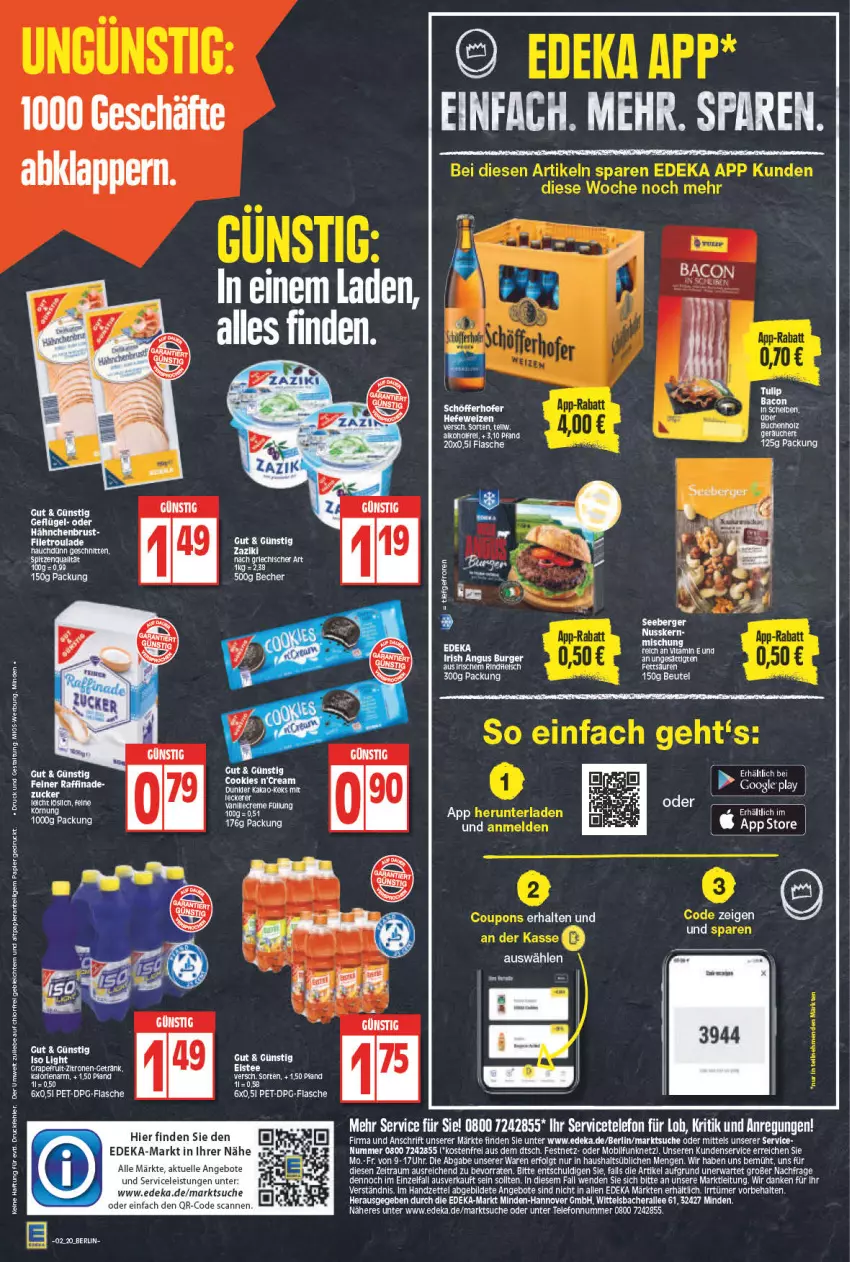 Aktueller Prospekt Edeka - Angebote der Woche - von 10.01 bis 15.01.2022 - strona 20 - produkty: angebot, angebote, Becher, deka, eis, eistee, elle, filet, flasche, getränk, hähnchenbrust, LG, nuss, papier, rel, schöfferhofer, tee, telefon, Ti, uhr, Yo, zaziki, zitrone, zitronen