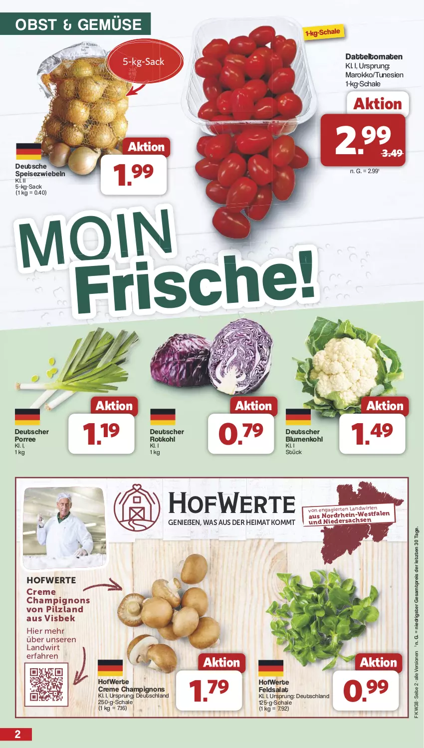 Aktueller Prospekt Famila - Prospekte - von 16.09 bis 21.09.2024 - strona 2 - produkty: blume, blumen, blumenkohl, champignon, champignons, creme, datteltomaten, eis, feldsalat, obst, reis, rotkohl, sac, salat, Schal, Schale, Speisezwiebeln, Ti, tomate, tomaten, ZTE, zwiebel, zwiebeln