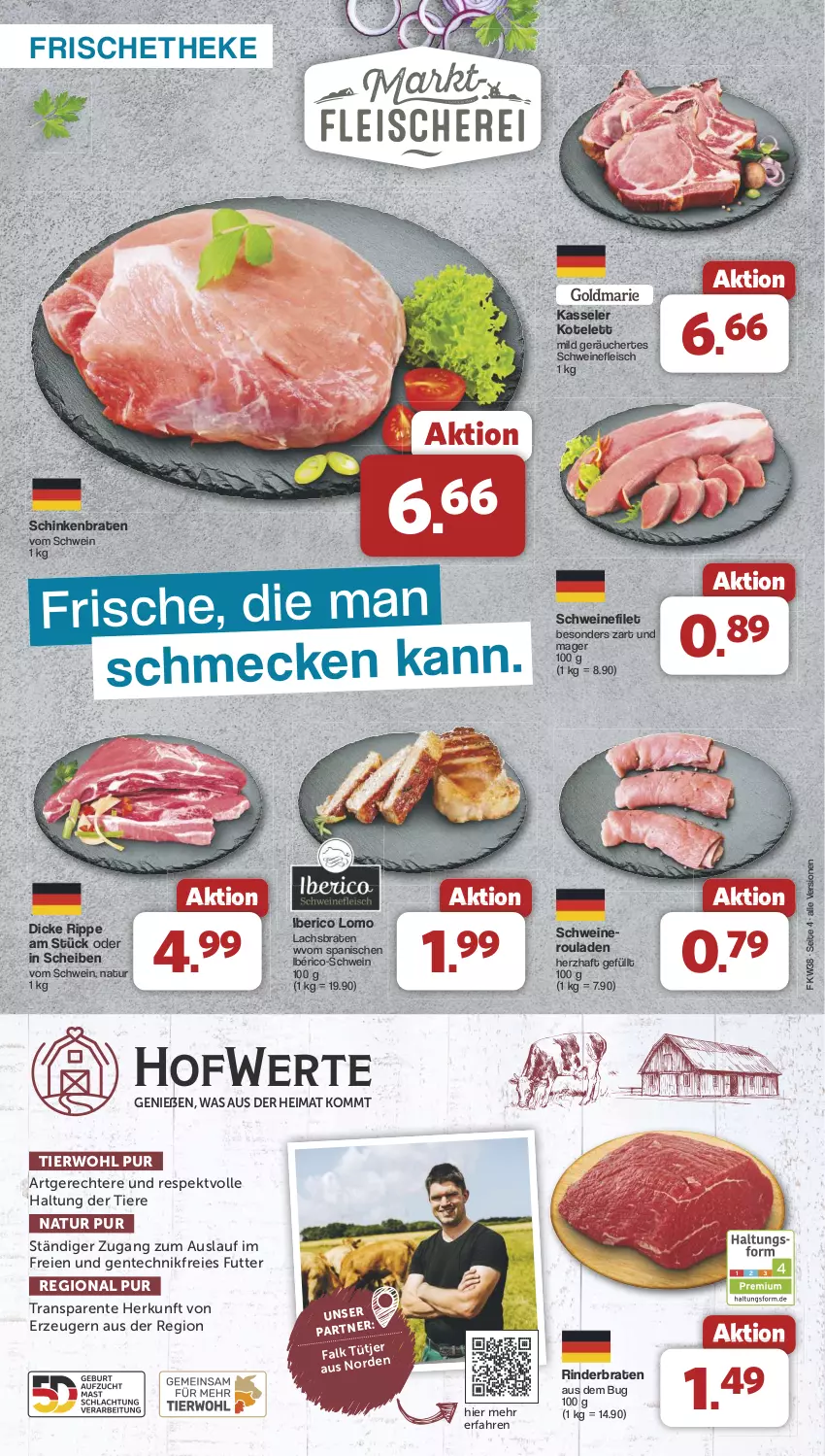 Aktueller Prospekt Famila - Prospekte - von 16.09 bis 21.09.2024 - strona 4 - produkty: braten, eis, ente, filet, fleisch, kasseler, kotelett, lachs, Lachsbraten, natur, rind, rinder, rinderbraten, rouladen, schinken, schinkenbraten, schwein, schweine, schweinefilet, schweinefleisch, Ti, Tiere, wein, weine