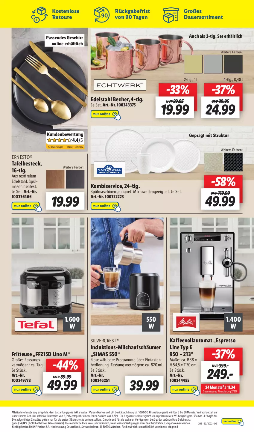 Aktueller Prospekt Lidl - Wochen-Highlights im Onlineshop - von 25.07 bis 31.07.2022 - strona 7 - produkty: auer, auto, Becher, besteck, edelstahl, eis, elle, erde, ernesto, espresso, fritteuse, geschirr, kaffee, kaffeevollautomat, Kombiservice, LG, mikrowelle, milch, milchaufschäumer, ndk, reis, silvercrest, sim, spülmaschinen, Ti