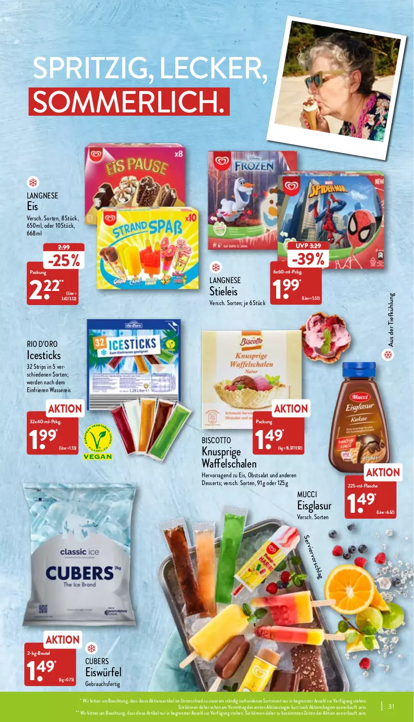 Aktueller Prospekt Aldi Nord - Aldi-Vorschau - von 07.06 bis 11.06.2022 - strona 31 - produkty: aus der tiefkühlung, beutel, biscotto, dessert, desserts, eis, eiswürfel, erde, flasche, gin, langnese, langnese eis, merl, obst, Rauch, reis, salat, Schal, Schale, stieleis, Ti, wasser, wassereis, würfel, ZTE