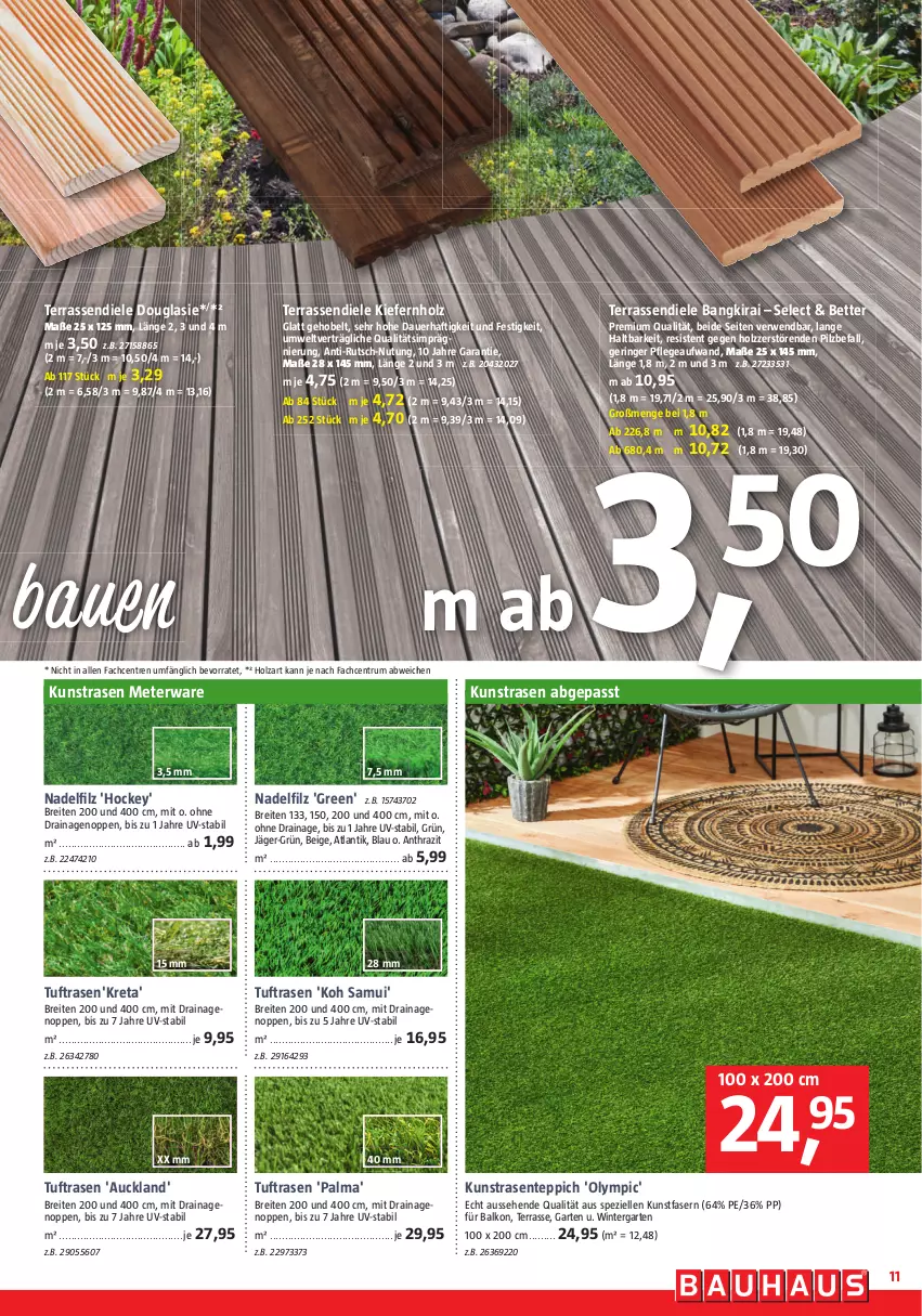 Aktueller Prospekt Bauhaus - Prospekte - von 25.02 bis 01.04.2023 - strona 11 - produkty: auer, Bau, bett, Brei, elle, ente, Garten, Holz, kunstrasen, rasen, ring, rum, rwe, sim, Spezi, teppich, Ti