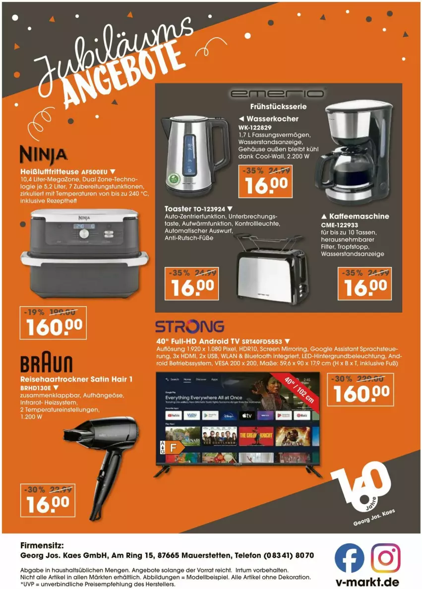 Aktueller Prospekt Vmarkt - Prospekte - von 18.09 bis 24.09.2025 - strona 5 - produkty: alle artikel ohne dekoration, Android TV, angebot, angebote, auer, auto, beleuchtung, Betriebssystem, dekoration, dell, eis, elle, fritteuse, haartrockner, HDMI, Heißluftfritteuse, kaes, Leuchte, Mode, reis, rezept, ring, telefon, teller, Ti, tisch, Trockner, usb, wasser