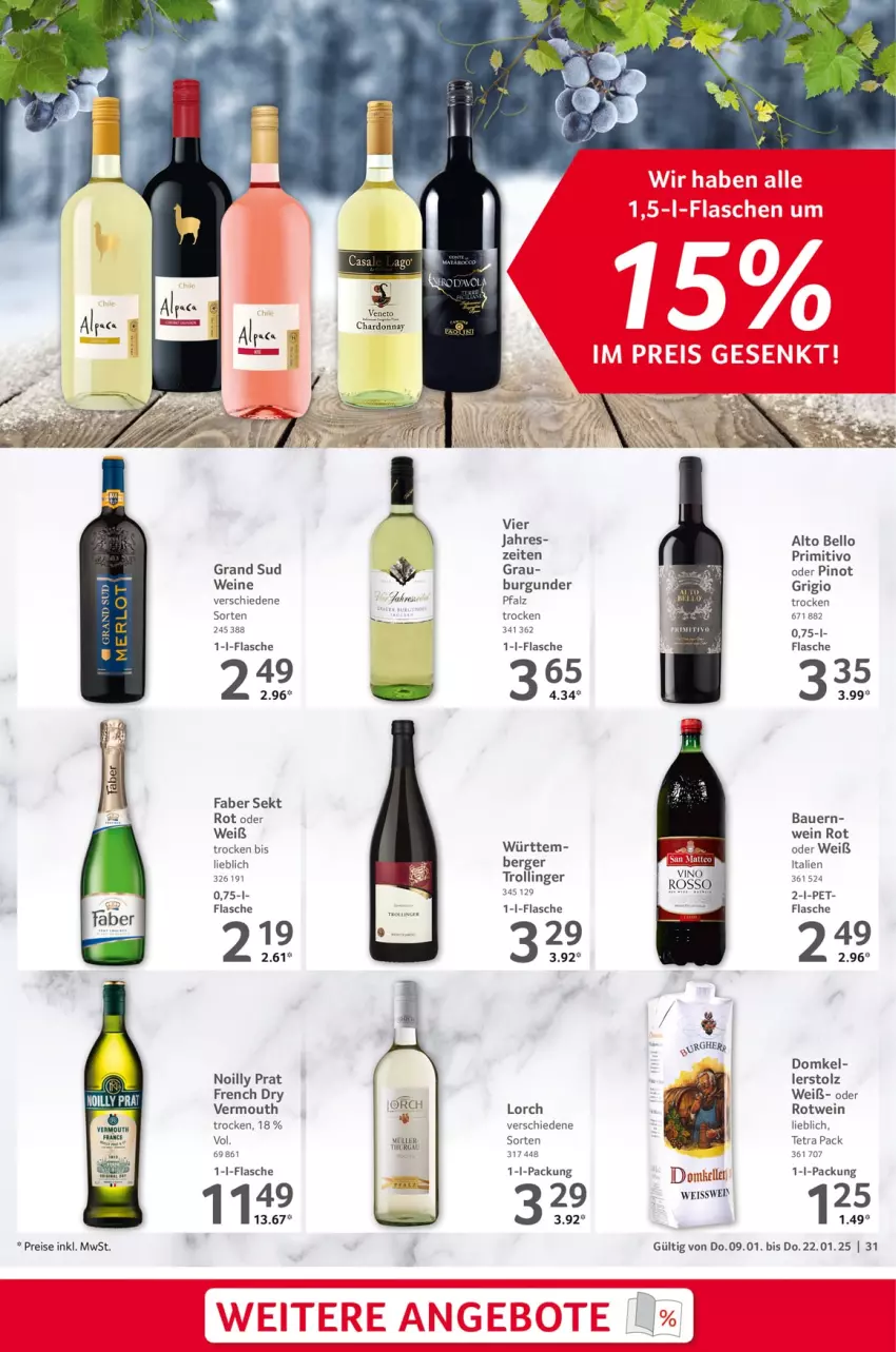 Aktueller Prospekt Selgros - Gastronomie - von 09.01 bis 22.01.2025 - strona 31 - produkty: auer, Bau, Bauer, Berger, burgunder, chardonnay, eis, elle, flasche, grand sud, merl, merlot, Pinot, pinot grigio, primitivo, reis, rotwein, sekt, Ti, trolli, trollinger, Vermouth, wein, weine, Yo