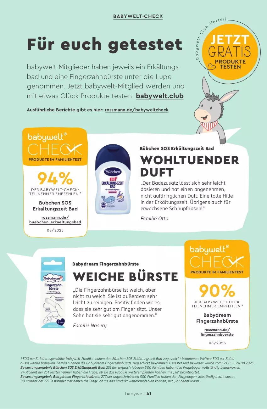 Aktueller Prospekt Rossmann - Prospekte - von 24.11.2025 bis 13.03.2026 - strona 41 - produkty: babydream, Bad, beko, bübchen, bürste, ente, erde, Erkältungs, Erkältungsbad, ring, Ti, zahnbürste
