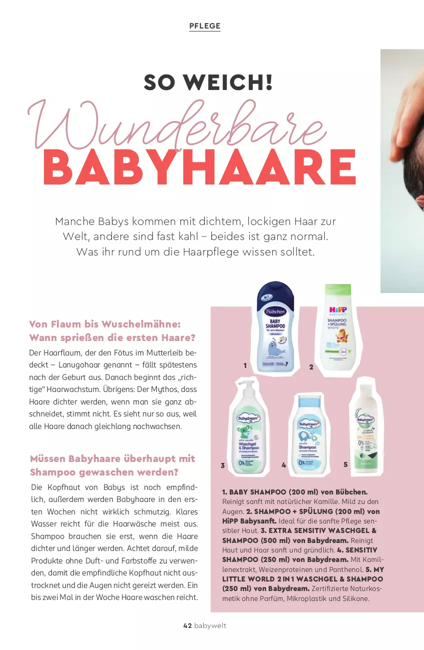 Aktueller Prospekt Rossmann - Prospekte - von 24.11.2025 bis 13.03.2026 - strona 42 - produkty: asti, aust, Baby Shampoo, babydream, bübchen, eis, erde, gin, haarpflege, hipp, Kamill, kamille, kosmetik, Mythos, natur, naturkosmetik, Panthenol, Rauch, rwe, shampoo, spülung, Ti, waschgel, wasser