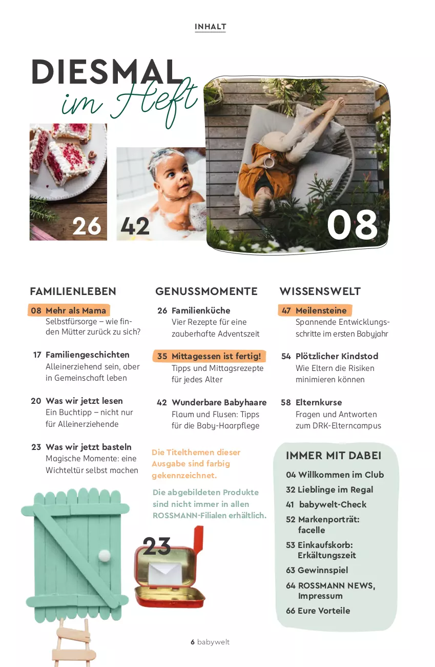 Aktueller Prospekt Rossmann - Prospekte - von 24.11.2025 bis 13.03.2026 - strona 6 - produkty: buch, einkaufskorb, elle, ente, Erkältungs, Facelle, gewinnspiel, haarpflege, korb, küche, leine, mac, mam, nuss, regal, rezept, rezepte, Ti, Wichtel, WICK