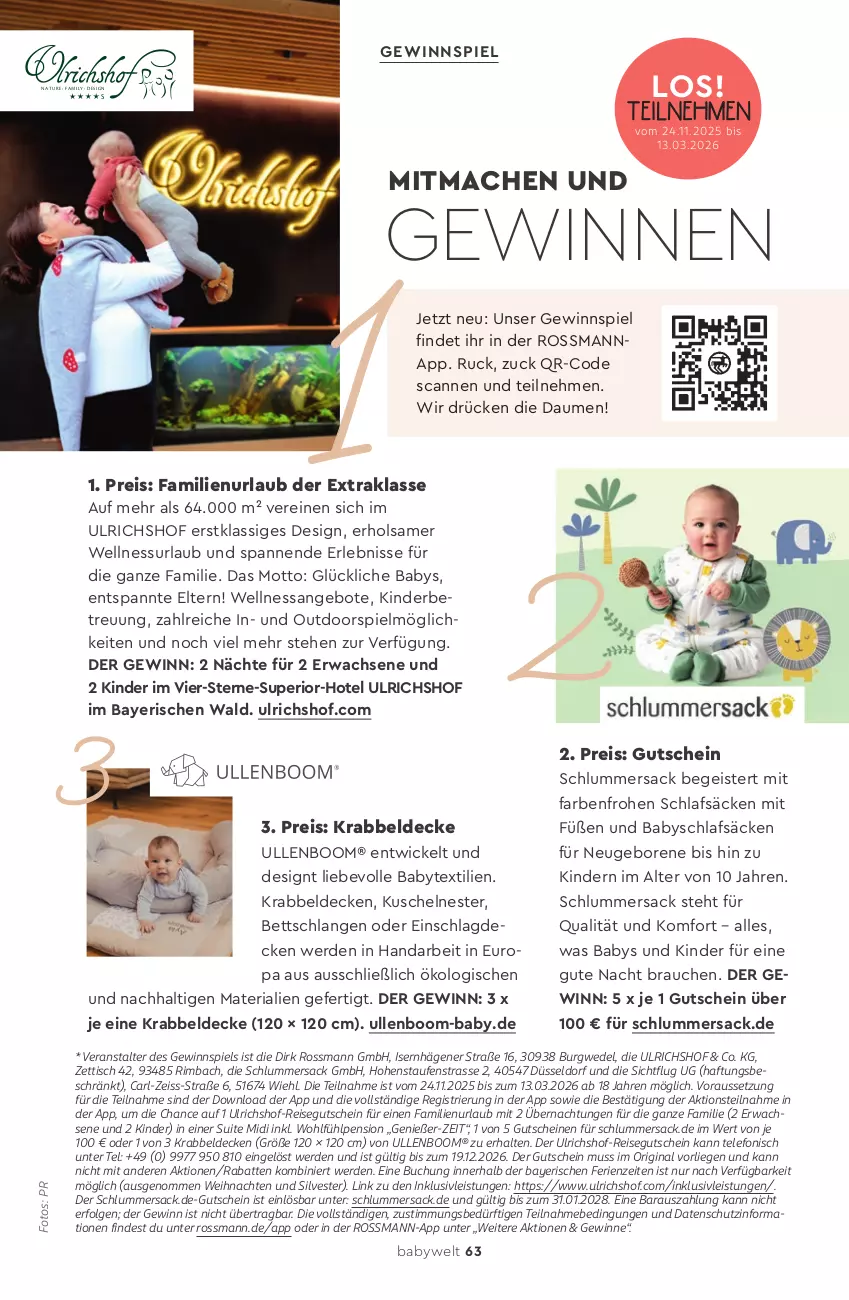 Aktueller Prospekt Rossmann - Prospekte - von 24.11.2025 bis 13.03.2026 - strona 63 - produkty: angebot, angebote, bett, buch, decke, eis, erde, gewinnspiel, gin, gutschein, gutscheine, inklusivleistungen, Kinder, Krabbeldecke, LG, Liege, mac, natur, Rauch, reis, Ria, sac, telefon, Ti, tisch, wedel, weihnachten, WICK