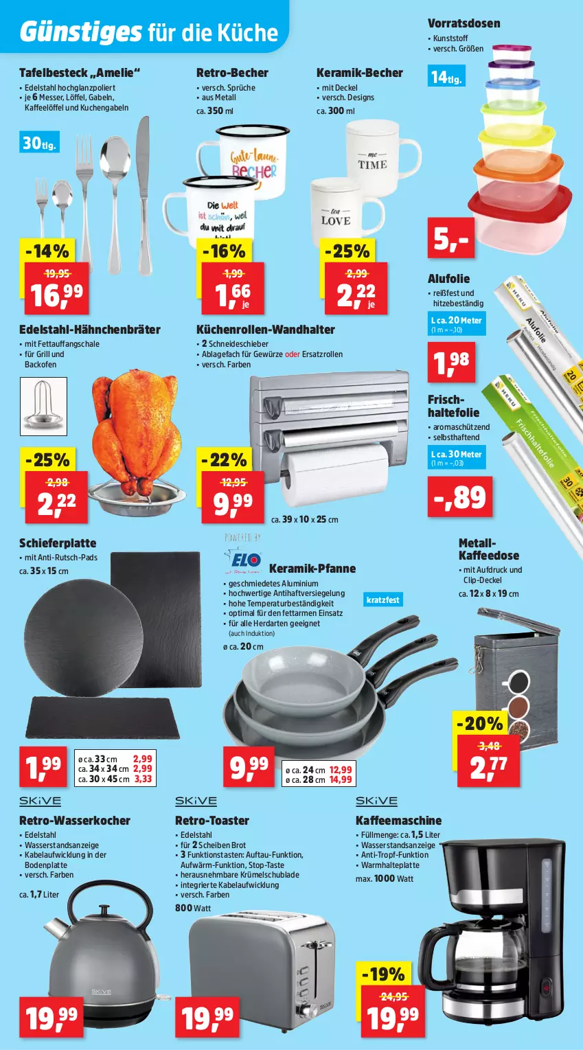 Aktueller Prospekt Thomas Philipps - von 26.05 bis 31.05.2025 - strona 13 - produkty: backofen, Becher, besteck, Bodenplatte, brot, decke, Deckel, edelstahl, frischhaltefolie, gabel, gewürz, grill, herdarten, hochglanz, kaffee, kaffeemaschine, Kocher, küche, Küchen, kuchen, küchenrolle, küchenrollen, latte, LG, Löffel, messer, Ofen, pfanne, Schal, Schale, Schütze, Ti, toast, toaster, wasser, wasserkocher, WICK