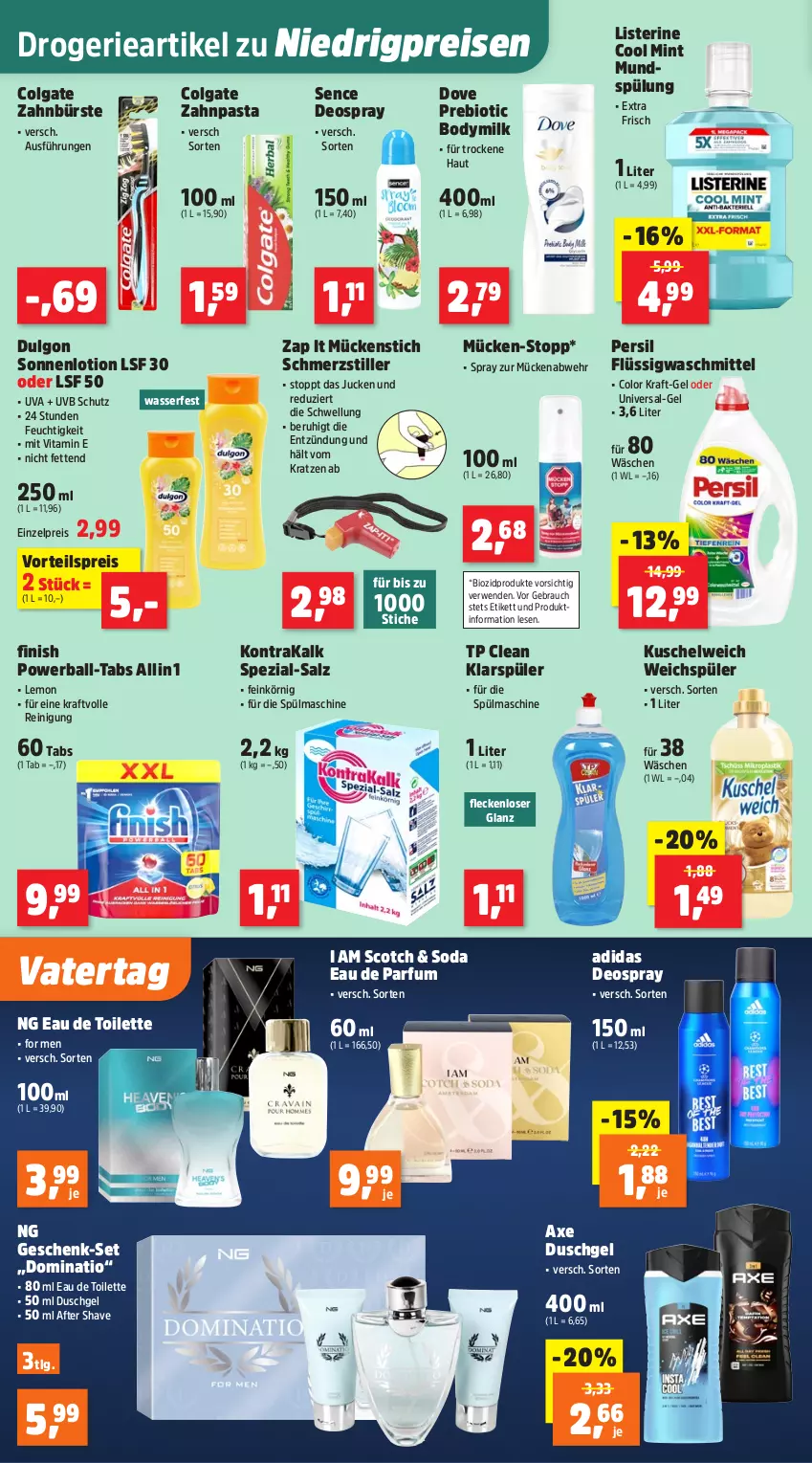 Aktueller Prospekt Thomas Philipps - von 26.05 bis 31.05.2025 - strona 14 - produkty: Adidas, after shave, axe, axe duschgel, ball, bio, biozidprodukte, body, Bodymilk, bürste, colgate, deo, deospray, dove, duschgel, Eau de parfum, eau de toilette, eis, Finish, klarspüler, kraft, Kuschelweich, LG, listerine, Lotion, mint, mundspülung, parfum, pasta, persil, powerball, Rauch, Reinigung, reis, rwe, salz, scotch, Soda, Spezi, spülung, Ti, vita, vorteilspreis, waschmittel, wasser, weichspüler, zahnbürste, zahnpasta