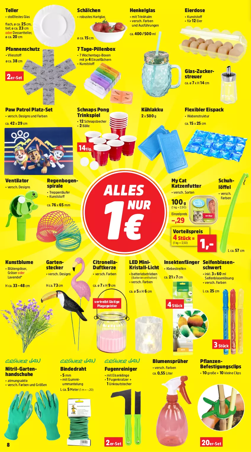 Aktueller Prospekt Thomas Philipps - von 26.05 bis 31.05.2025 - strona 8 - produkty: akku, batterie, batterien, Becher, blume, blumen, Blüte, dessert, Dessertteller, Draht, Duftkerze, eier, eis, elle, Garten, handschuhe, henkel, katzenfutter, kerze, Kraut, kühlakku, Kunstblume, Läufer, lavendel, leine, LG, Löffel, Mantel, Paw Patrol, pfanne, pfannen, pflanze, pflanzen, reifen, reiniger, reis, schuhe, Seife, sekt, teller, Ti, ventilator, vorteilspreis, zucker