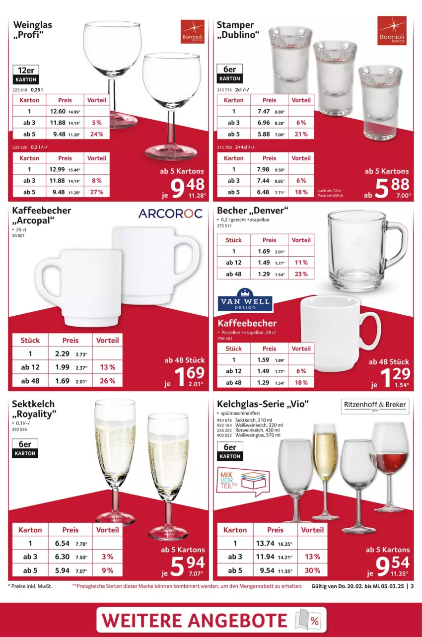 Aktueller Prospekt Selgros - Staffelpreise - von 20.02 bis 05.03.2025 - strona 3 - produkty: angebot, angebote, Becher, eis, erde, kaffee, kaffeebecher, reis, rotwein, sekt, spülmaschinen, Ti, wein, Weißwein, Weißweinglas