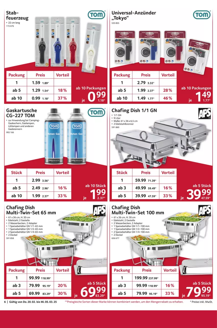 Aktueller Prospekt Selgros - Staffelpreise - von 20.02 bis 05.03.2025 - strona 6 - produkty: adapter, anzünder, Behälter, decke, Deckel, edelstahl, eis, elle, erde, Feuerzeug, Kocher, Lampe, reis, Speisebehälter, Ti, wasser, Yo