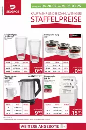 Gazetka promocyjna Selgros - Staffelpreise - Gazetka - ważna od 05.03 do 05.03.2025 - strona 1 - produkty: angebot, angebote, Brennpaste, din a4, drink, edelstahl, eis, erde, Holz, Kocher, kopierpapier, LG, papier, reis, Ti, wasser, wasserkocher