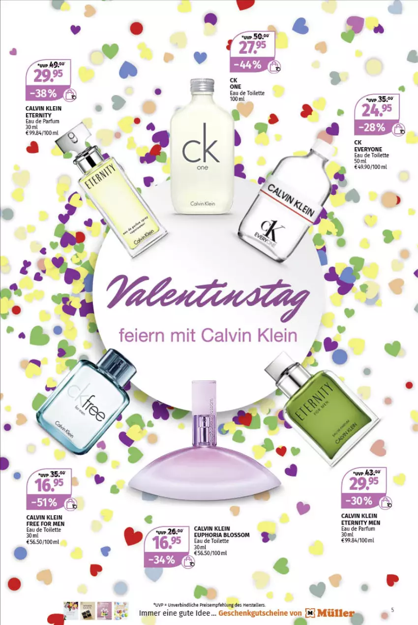 Aktueller Prospekt Mueller - Parfümerie Angebote - von 31.01 bis 12.02.2022 - strona 5 - produkty: calvin klein, Eau de parfum, eau de parfum 30 ml, eau de toilette, elle, gutschein, gutscheine, parfum, Ria, teller