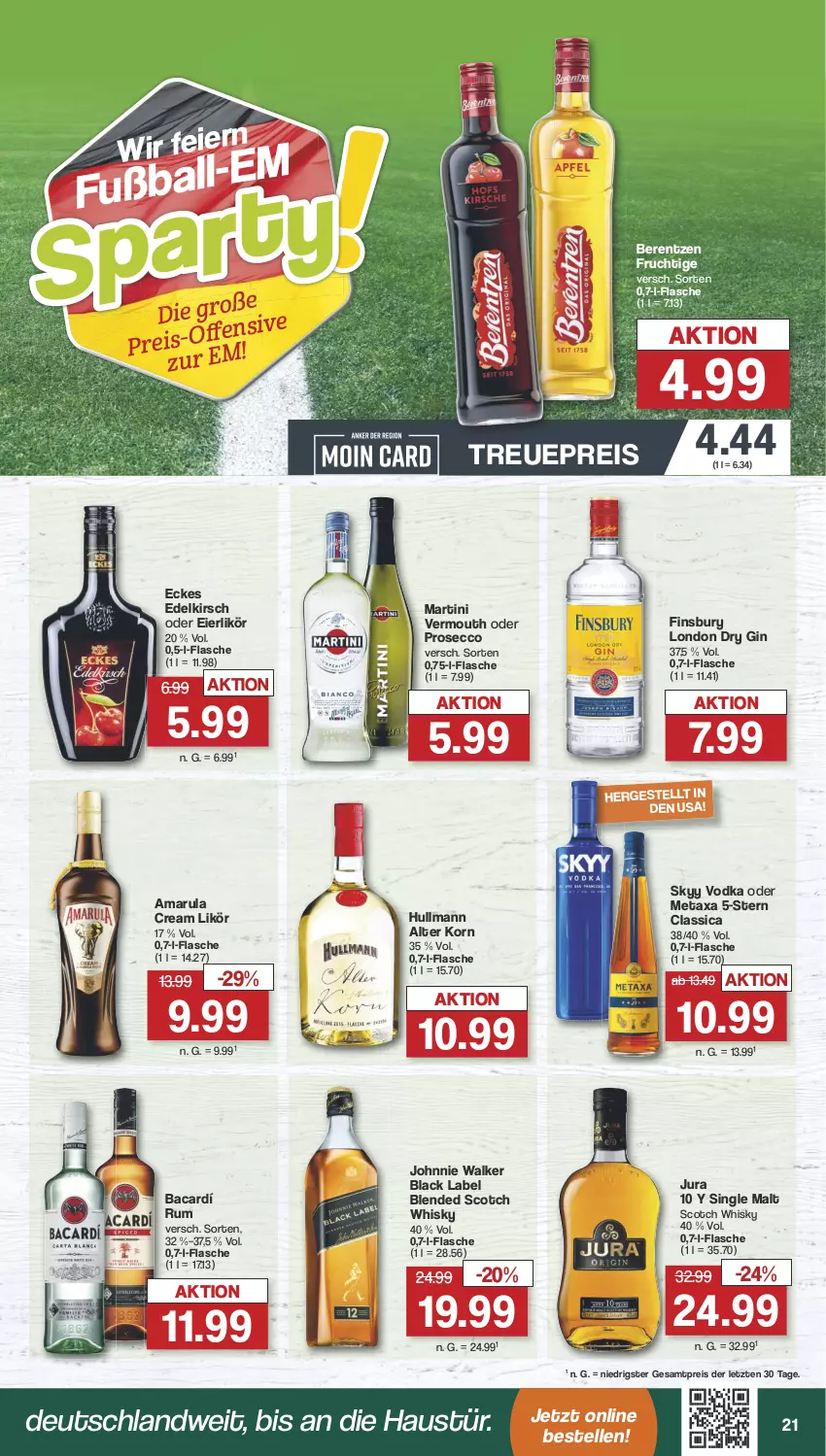 Aktueller Prospekt Famila - Prospekte - von 03.06 bis 08.06.2024 - strona 21 - produkty: amarula, aust, berentzen, black label, blended scotch, blended scotch whisky, dry gin, ecco, eier, eierlikör, eis, elle, finsbury, flasche, frucht, gin, johnnie walker, Jura, kirsch, korn, lack, likör, london dry, london dry gin, martini, Metaxa, prosecco, reis, rum, scotch, scotch whisky, single malt, skyy, Skyy Vodka, Ti, Vermouth, vodka, whisky, ZTE