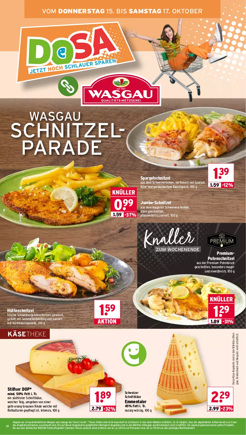 Aktueller Prospekt Wasgau - von 12.10 bis 17.10.2026 - strona 24 - produkty: angebot, angebote, auer, Bau, braun, Brei, eis, emmentaler, gewürz, jumbo, Käse, käsetheke, Knödel, Knödelteig, Kürbis, nuss, pfanne, pfannen, pute, putenbrust, putenschnitzel, reis, rind, schinken, schnitten, schnittkäse, schnitzel, schwein, schweine, schweinerücken, schweizer schnittkäse, Semmel, Semmelknödel, spargel, Speck, südtiroler, Ti, wein, weine