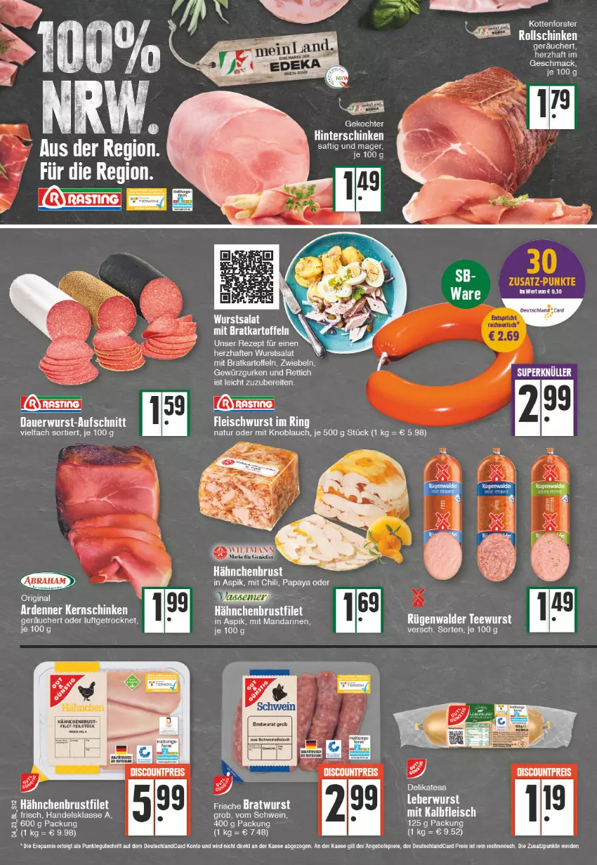 Aktueller Prospekt Edeka - Angebote der Woche - von 23.01 bis 28.01.2023 - strona 12 - produkty: auer, aufschnitt, brustfilet, chili, eis, filet, fleisch, gewürz, Gewürzgurke, gewürzgurken, gin, gurke, gurken, hähnchenbrust, hähnchenbrustfilet, Kalbfleisch, kartoffel, kartoffeln, knoblauch, leberwurst, LG, mac, mit kalbfleisch, mit knoblauch, natur, Papaya, Rettich, rezept, salat, tee, Ti, wurst, zwiebel, zwiebeln