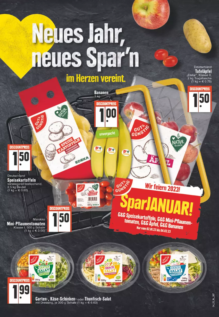 Aktueller Prospekt Edeka - Angebote der Woche - von 23.01 bis 28.01.2023 - strona 7 - produkty: banane, bananen, discount, dressing, eier, eis, fisch, Garten, Käse, reis, salat, schinken, tafeläpfel, Tasche, thunfisch, tragetasche