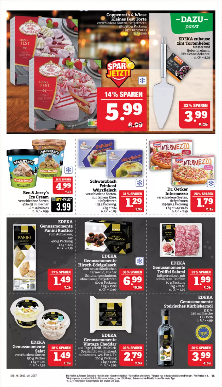 Aktueller Prospekt Marktkauf - Prospekt - von 26.11 bis 02.12.2023 - strona 15 - produkty: aktionspreis, Becher, cheddar, deka, Dr. Oetker, eis, ente, feinkost, fleisch, intermezzo, Käse, leine, messer, nuss, reis, salami, salat, sauce, Spezi, Ti, torte, Trüffel, Wild, ZTE