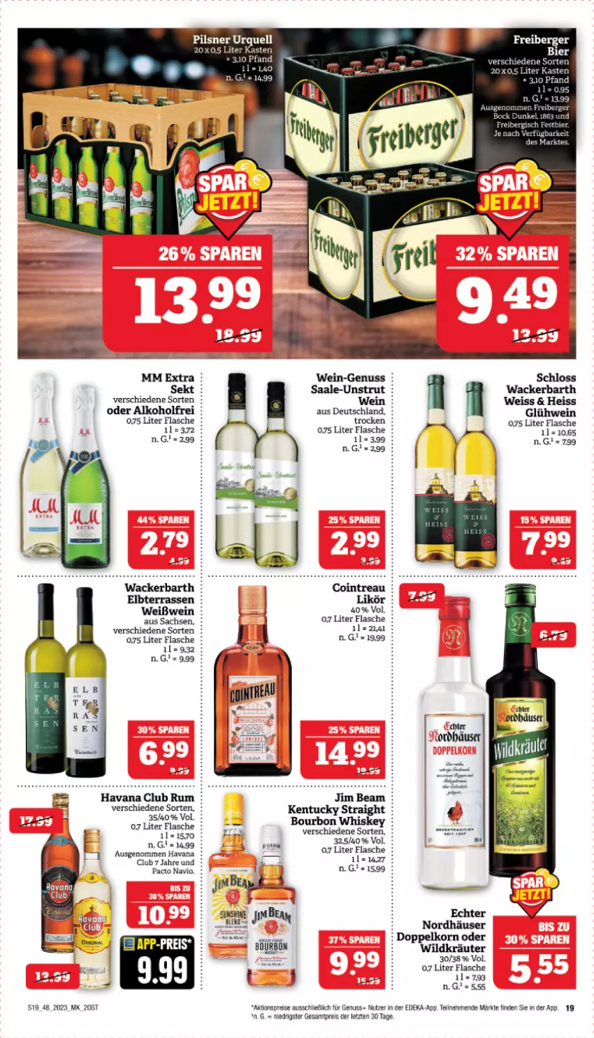 Aktueller Prospekt Marktkauf - Prospekt - von 26.11 bis 02.12.2023 - strona 19 - produkty: aktionspreis, alkohol, bourbon, bourbon whiskey, deka, doppelkorn, eis, flasche, Glühwein, Havana Club, kentucky straight, korn, kräuter, mm extra, nuss, pils, pilsner, reis, rum, sac, sekt, Ti, tuc, wein, Weißwein, whiskey, Wild, ZTE