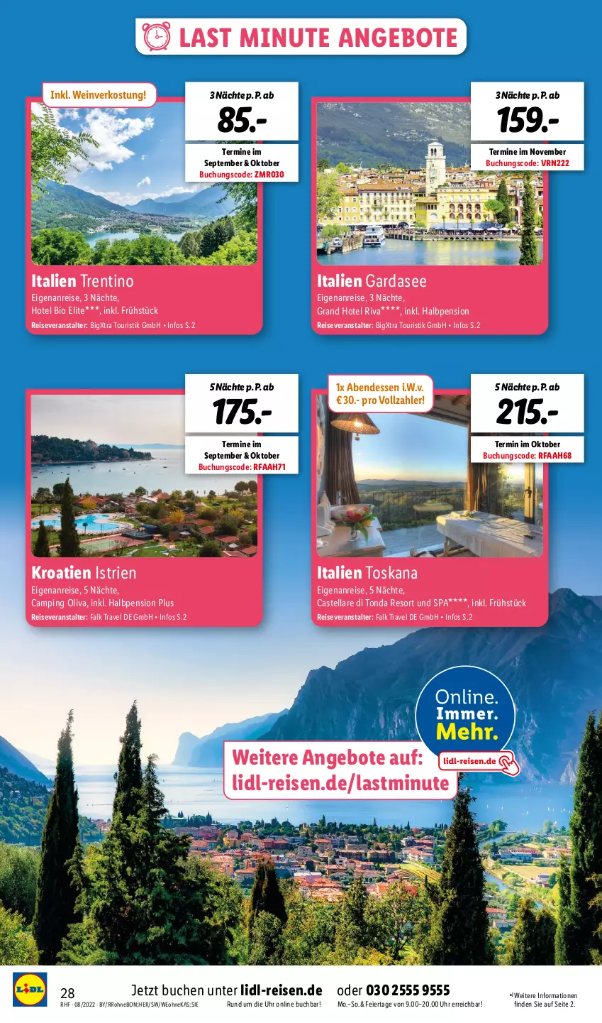 Aktueller Prospekt Lidl - Monatliche Reise-Highlights (SÜD) - von 31.08 bis 31.10.2022 - strona 28 - produkty: angebot, angebote, bio, buch, eier, eis, italien gardasee, reis, reiseveranstalter, Ti, uhr, wein