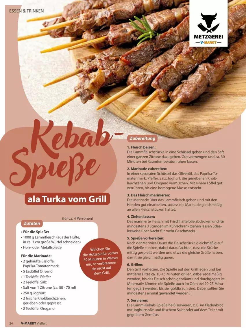 Aktueller Prospekt Vmarkt - Prospekte - von 10.09 bis 24.09.2025 - strona 24 - produkty: auer, braun, brot, decke, eis, elle, erde, Fladenbrot, fleisch, frischhaltefolie, grill, Holz, joghur, joghurt, knoblauch, kühlschrank, lamm, Lammfleisch, Löffel, mac, marinade, Ofen, olive, oliven, olivenöl, paprika, pfeffer, rwe, saft, salat, salz, Schrank, schüssel, Soda, Soße, teller, Ti, würfel, zitrone