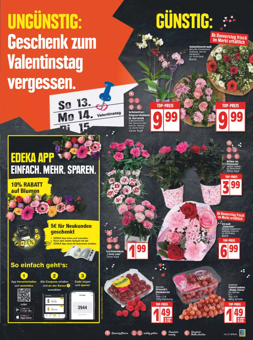 Aktueller Prospekt Edeka - Angebote der Woche - von 07.02 bis 12.02.2022 - strona 7 - produkty: alle coupons, beere, beeren, Blüte, coupon, coupons, deka, eis, elle, gutschein, himbeer, himbeere, himbeeren, LG, Mett, orchidee, orchideen, reis, rosen, tee, Ti, top-preis, topf, Yo