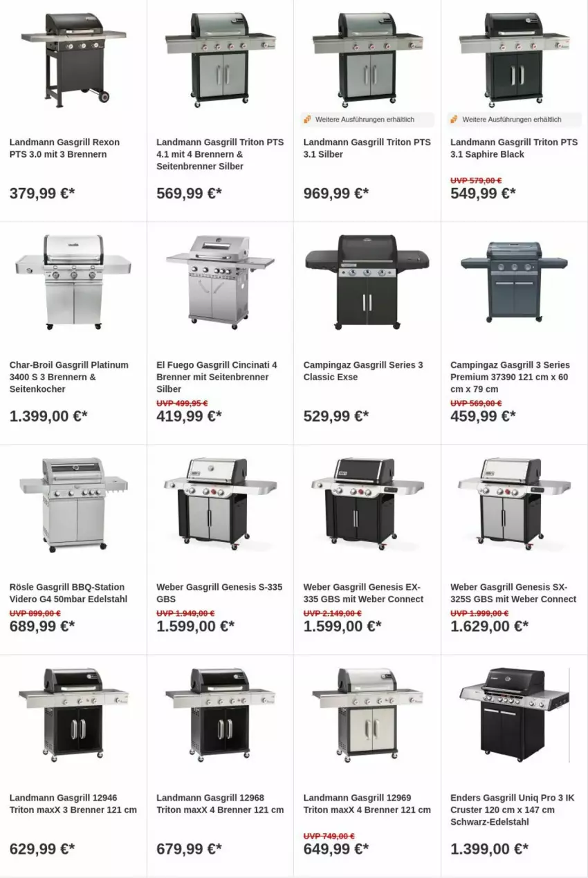 Aktueller Prospekt Obi - Prospekte - von 21.11 bis 29.11.2023 - strona 5 - produkty: campingaz, char-broil, cin, edelstahl, enders, gasgrill, grill, Kocher, lack, rösle, Ti, weber