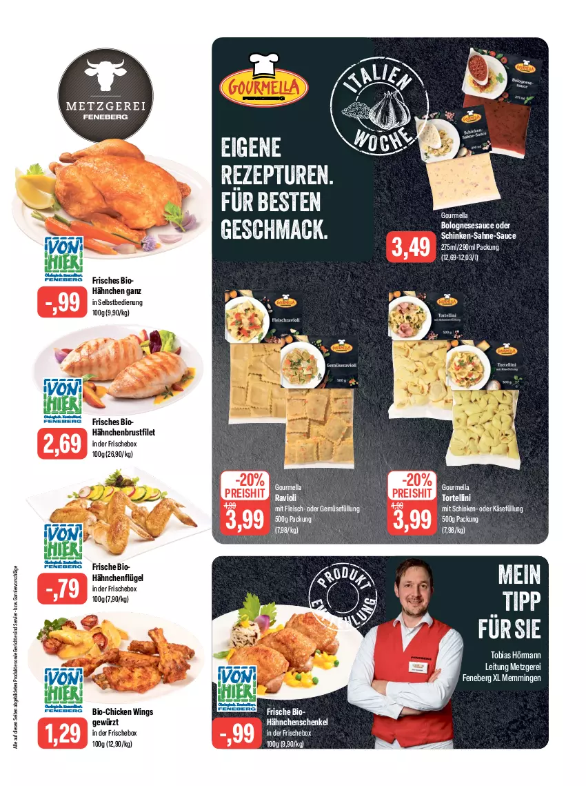 Aktueller Prospekt Feneberg - Prospekte - von 28.09 bis 30.09.2023 - strona 3 - produkty: bio, bolognese, brustfilet, chicken wings, eis, emmi, filet, fleisch, garnier, gewürz, hähnchenbrust, hähnchenbrustfilet, hähnchenflügel, hähnchenschenkel, henkel, Käse, mac, ravioli, reis, rezept, sahne, sauce, schenkel, schinken, Ti, torte, tortellini