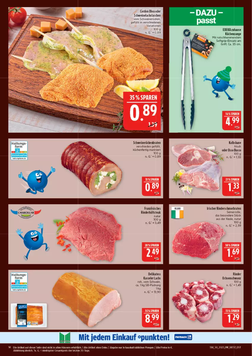 Aktueller Prospekt Marktkauf - Prospekt - von 07.12 bis 13.12.2025 - strona 14 - produkty: axe, deka, eis, Haxe, hüftsteak, kasseler, küche, Küchen, lachs, natur, reis, Ria, rind, rinder, schwein, schweine, Schweinelachs, schweinerücken, steak, Tasche, taschen, Ti, wein, weine, ZTE