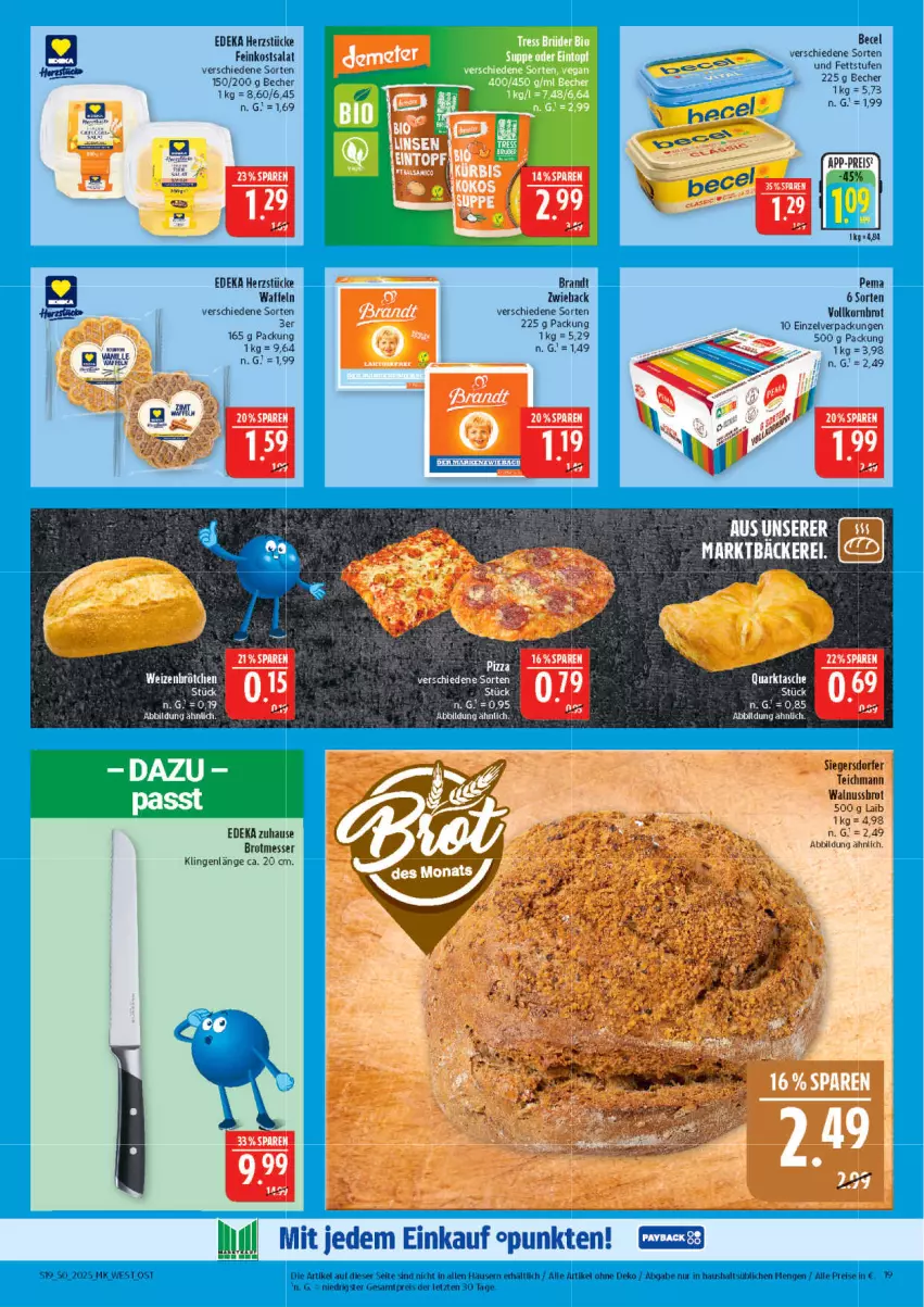 Aktueller Prospekt Marktkauf - Prospekt - von 07.12 bis 13.12.2025 - strona 19 - produkty: becel, Becher, brandt, brot, deka, eis, feinkost, korn, messer, nuss, pizza, quark, reis, salat, Tasche, Ti, walnuss, ZTE