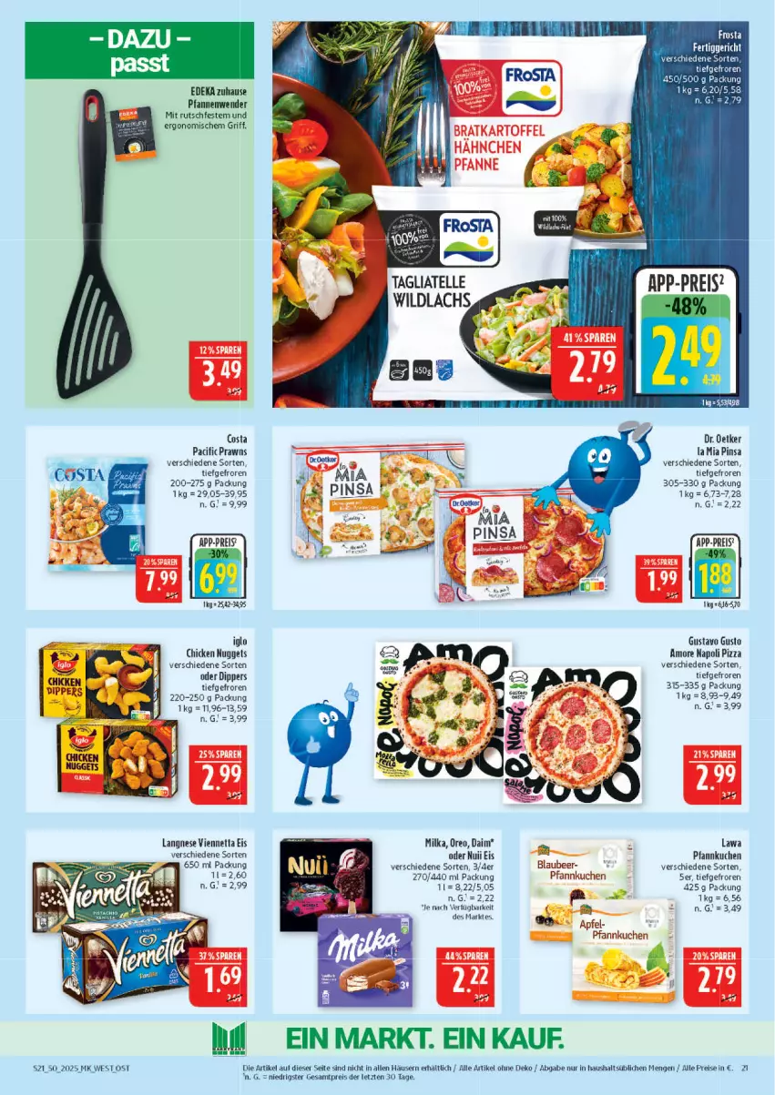 Aktueller Prospekt Marktkauf - Prospekt - von 07.12 bis 13.12.2025 - strona 21 - produkty: apfel, Blaubeer, chicken nuggets, Cif, daim, deka, dip, eis, fertiggericht, iglo, kuchen, langnese, milka, nuggets, nuii, oreo, pfanne, pfannen, Pfannenwender, Pfannkuchen, pizza, prawns, reis, Ti, viennetta, ZTE