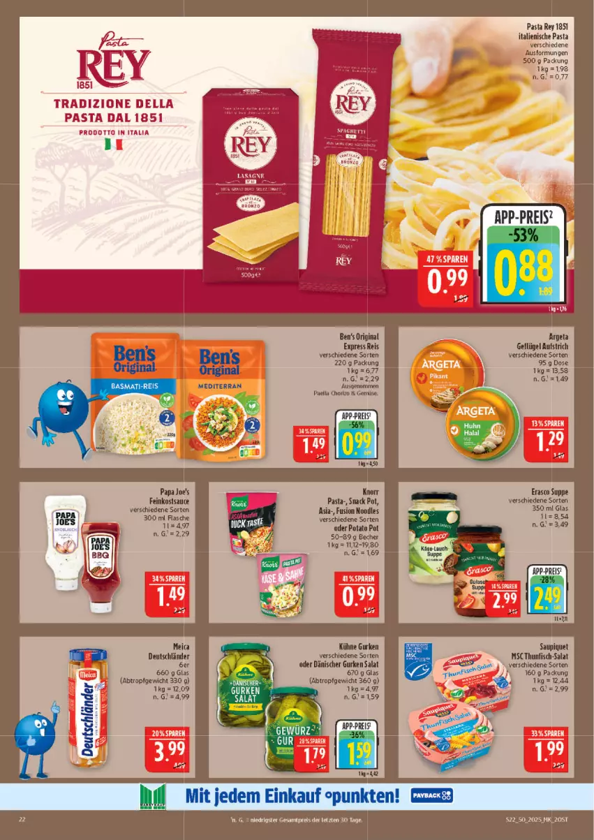 Aktueller Prospekt Marktkauf - Prospekt - von 07.12 bis 13.12.2025 - strona 22 - produkty: aufstrich, Becher, chorizo, dell, eis, erasco, feinkost, flasche, Geflügel, gin, gurke, gurken, italienische pasta, knorr, Kühne, meica, paella, pasta, reis, salat, sauce, snack, suppe, ZTE