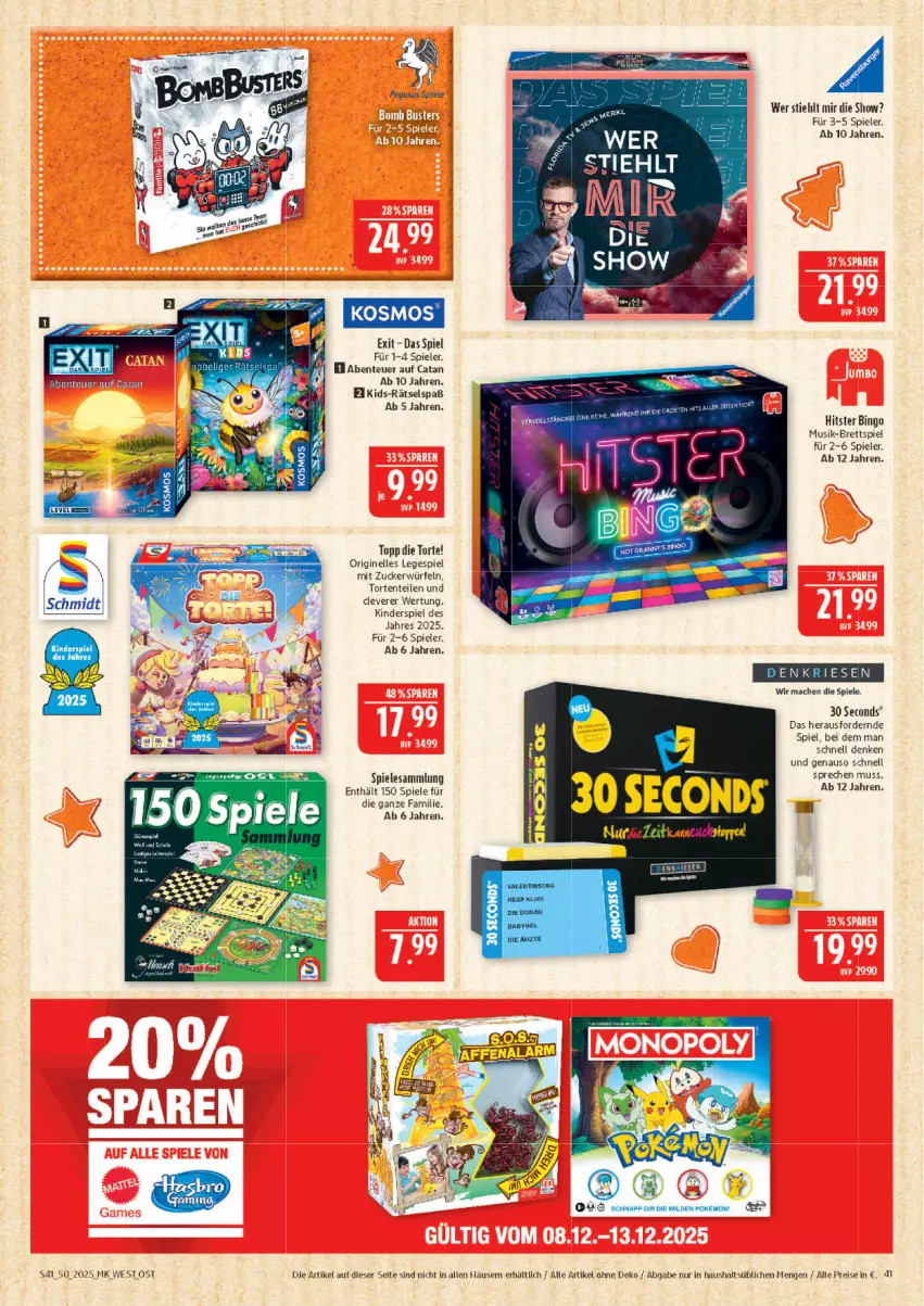Aktueller Prospekt Marktkauf - Prospekt - von 07.12 bis 13.12.2025 - strona 41 - produkty: eis, elle, ente, gin, Hasbro, Kinder, Kinderspiel, mac, reis, Spiele, Ti, torte, usb, Wild, würfel, zucker