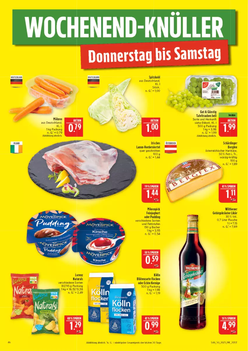 Aktueller Prospekt Marktkauf - Prospekt - von 07.12 bis 13.12.2025 - strona 46 - produkty: Becher, Blüte, eis, feinjoghurt, flasche, hartkäse, joghur, joghurt, Käse, kölln, kräuter, lamm, likör, lorenz, mövenpick, natur, natura, pudding, reis, Schärdinger, schnitten, spitzkohl, Ti, wilthener, ZTE